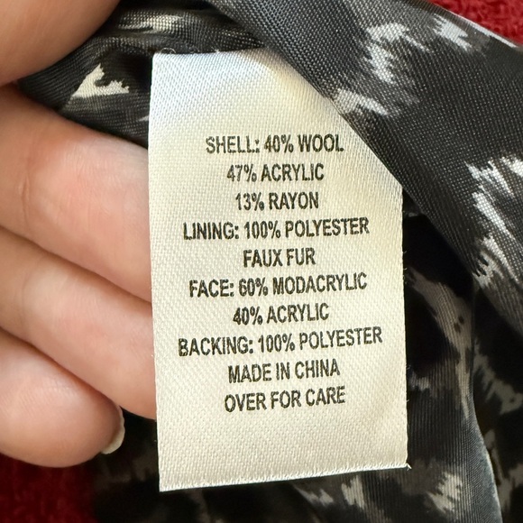 Siena Studio Faux Fur Wool Burgundy Coat Classic Car Single Button X Small XS - Picture 11 of 12